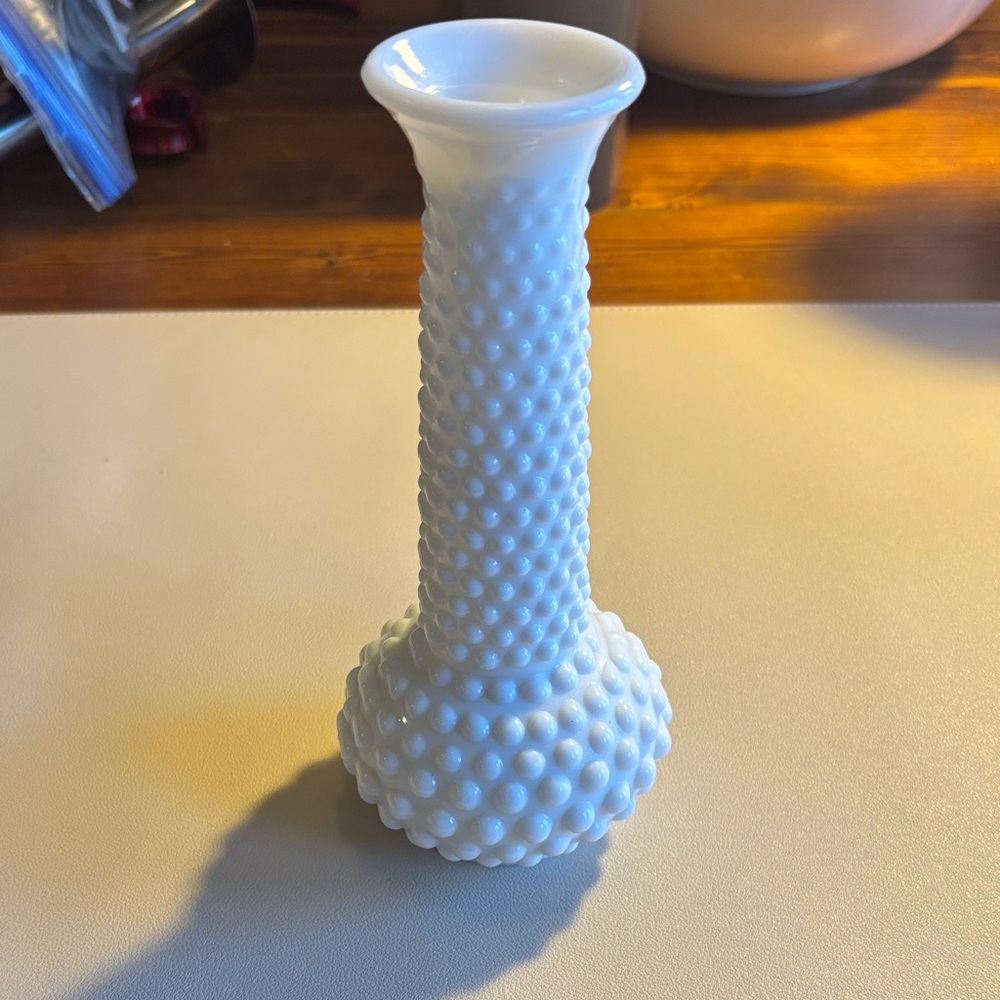 E.O. Brody Co. milk glass Elegant White Hobnail Vase 7.75”